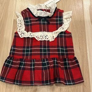 Girls holiday tartan blouse